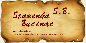 Stamenka Bućinac vizit kartica